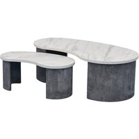 Mezira Wooden Nesting Coffee Table in White and Grey
