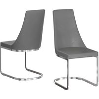 Miami Grey Faux Leather Dining Chairs In Pair