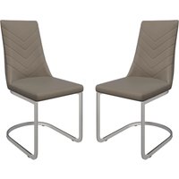 Miami Taupe Faux Leather Dining Chairs In Pair