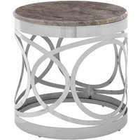 Midtown Round Marble Top Side Table With Steel Frame