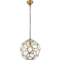 Endon Collection Miele 1 Light Spherical Ceiling Pendant Antique Brass Glass E27, Gold