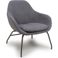 Milan Fabric Accent Chair With Black Metal Legs In Grey