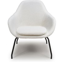 Milan Fabric Accent Chair With Black Metal Legs In Ivory