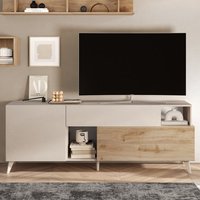 Milan Small Wooden TV Stand In Cashmere And Cadiz Oak