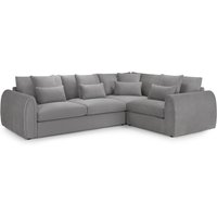 Millburn Plush Velvet Right Hand Corner Sofa In Grey