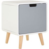 Milova Wooden Bedside Cabinet With 1 Door In White And Grey