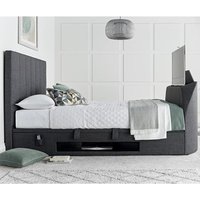 Milton Fabric Ottoman Storage Double TV Bed In Slate