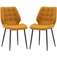 Minford Saffron Fabric Dining Chairs With Black Legs In Pair