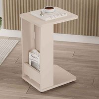 Mini Wooden Side Table with Magazine Rack in Sand