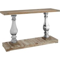 Mintaka Wooden Console Table With Silver Legs In Natural