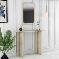 Modena Wooden Dressing Table with Mirror in Travertine Marble Effect