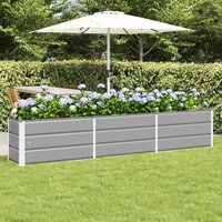 Modenza 240 x 45cm Garden Steel Planter In Light Grey