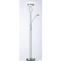 Ensora Lighting Hunter 2 Light Floor Lamp Satin Chrome, Silver