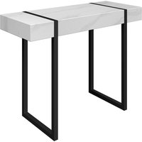 Montauk Wooden Console Table In White Marble Effect