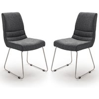 Montera Anthracite Fabric Cantilever Dining Chairs In Pair