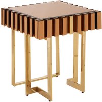 Montuno Mirrored Side Table With Gold Stainless Steel Frame