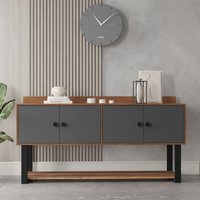 Moon Wooden Console Table with 4 Doors in Walnut and Anthracite