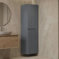 Moonlight Tall Wooden Wall Mounted Bathroom Storage Cabinet in Matte Grey
