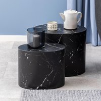 Moosic Marble Effect Nesting Coffee Tables - Black