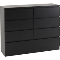 Mcgowan Wooden Chest Of Drawers In Black With 8 Drawers