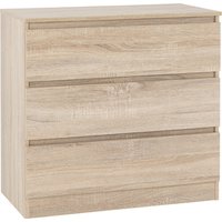 Mcgowan Wooden Chest Of Drawers In Sonoma Oak With 3 Drawers