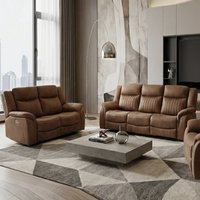 Morlix Fabric Electric Recliner 3+2 Seater Sofa Set in Tan