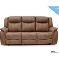 Morlix Fabric Electric Recliner 3 Seater Sofa with Console in Tan