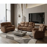 Morlix Fabric Electric Recliner Sofa Suite in Tan