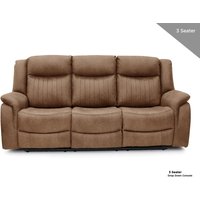Morlix Fabric Manual Recliner 3 Seater Sofa with Console in Tan