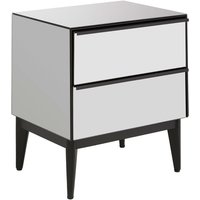 Mouhoun Mirrored Glass Bedside Cabinet In Grey And Black