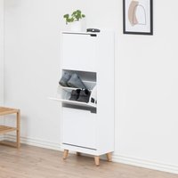 Mulvane Wooden Shoe Storage Cabinet With 3 Flip Doors In White