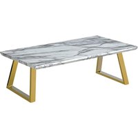 Nadda Marble Effect Wooden Coffee Table With Gold Metal Legs