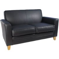Nampa Leather 2 Seater Sofa With Light Oak Legs In Black
