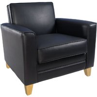 Nampa Leather Armchair With Light Oak Legs In Black
