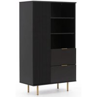 Naples Wooden Highboard With 1 Door 2 Drawers In Black