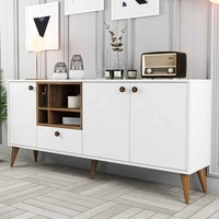 Napoli Wooden Sideboard with 4 Doors in White and Walnut