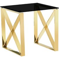 Nardo Black Glass Lamp Table With Gold Metal Frame