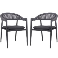 Nardo Charcoal Weave Arm Chairs With Cushion In Pair