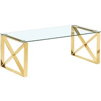 Nardo Clear Glass Coffee Table With Gold Metal Frame