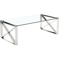 Nardo Clear Glass Coffee Table With Silver Metal Frame