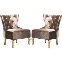 Narvel Beige Velvet Dining Chairs With Wooden Legs In Pair