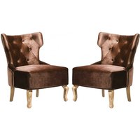 Narvel Brown Velvet Dining Chairs With Wooden Legs In Pair