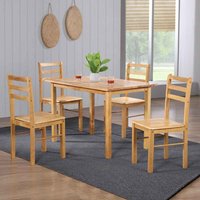 Narvio Wooden Dining Table with 4 Chairs Natural Oak