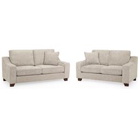 Nazra Fabric 3+2 Seater Sofa Set In Stone