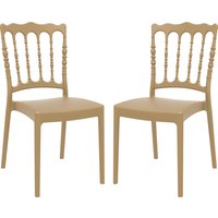 Nepean Gold Outdoor Polypropylene Stacking Side Chairs In Pair