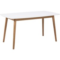 Nephi Wooden Rectangular Dining Table In White And Oak
