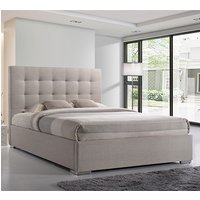 Nevada Fabric Double Bed In Sand With Chrome Metal Legs