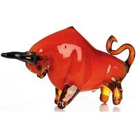 Newark Glass Bull Sculpture In Orange