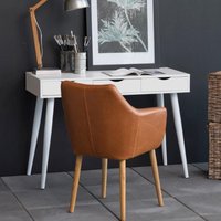 Newark Wooden Laptop Desk With 3 Drawers In White