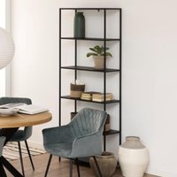 Newberry Metal Bookcase With 5 Shelves In Matt Black